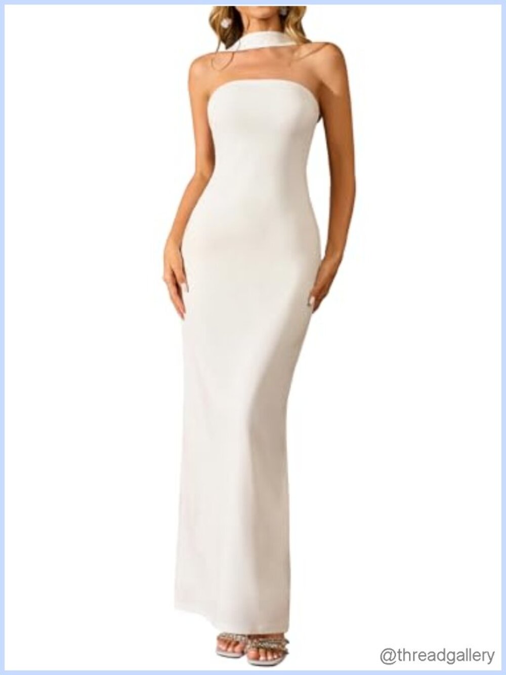 HTZMO Women Formal Bodycon Maxi Dress Halter Neck Backless Wedding Guest